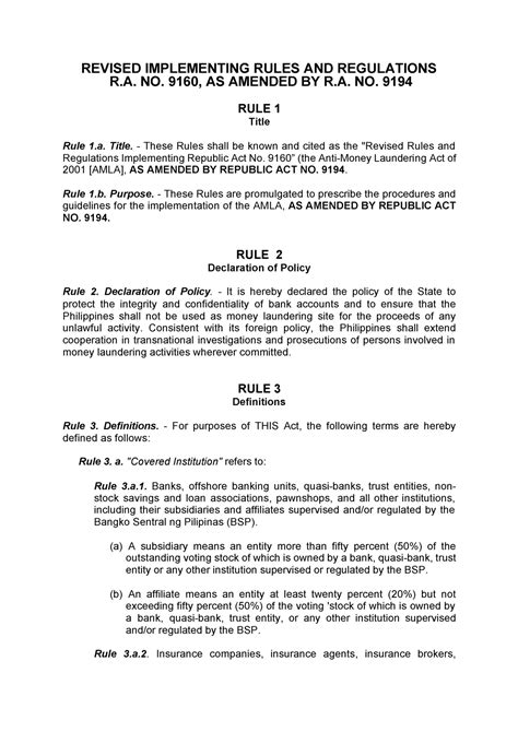 Irr Of Ra No 9194 2003 Revised Implementing Rules And