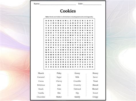 Cookies Word Search Puzzle Worksheet Activity Teaching Resources