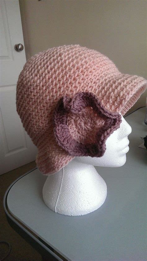 1920s Crocheted Pink Rose Flapper Hat Crochet Hat Pattern Hat