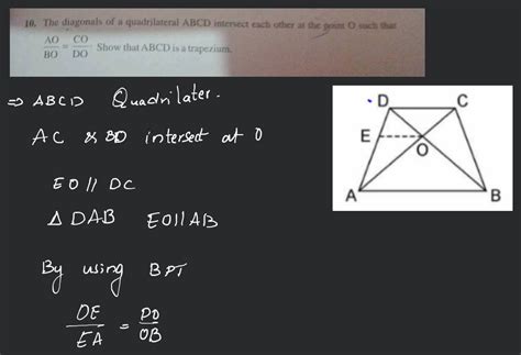 10 The Diagonals Of A Quadrilateral Abcd Intersect Each Other At The Poi