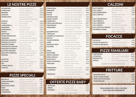 Menu At Pizzeria Lo Sfizio Carpiano