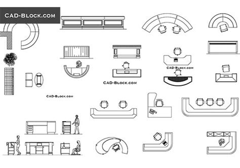 Reception Furniture CAD block, free AutoCAD models in plan