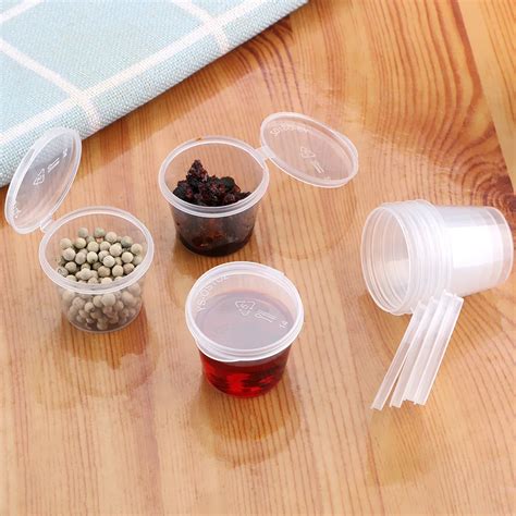 100pcs Food Small Sauce Container Box Plastic Clear Chutney Chili Sauce Cups With Lids Kitchen