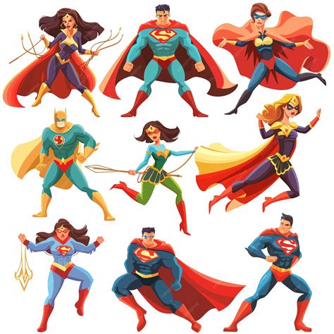 Premium Vector | A collection of comic book characters including superman and superman