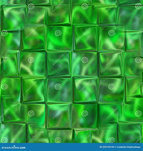 Seamless Green Texture With Protruding Cubes Glass Squares Stick Out Unevenly From The Surface