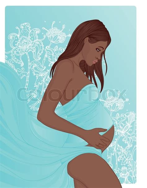 Beautiful African American Pregnant Woman Stock Vector Colourbox