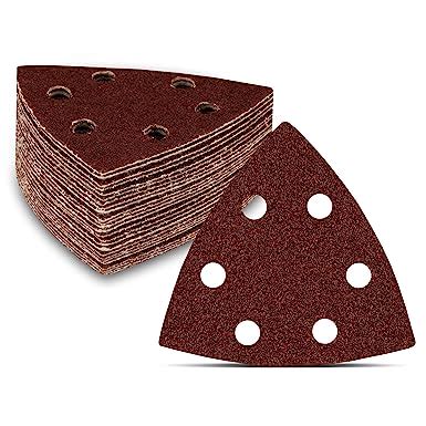 Delta Triangle Sanding Sheets 100 Pieces 6 Holes 93 X 93 X 93 Mm