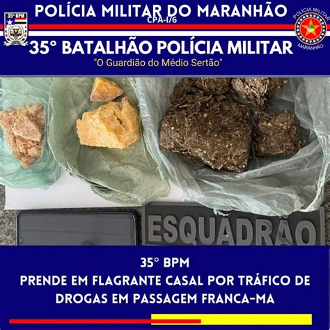 Euqipes de policiais militares do 35º BPM prende casal por tráfico de