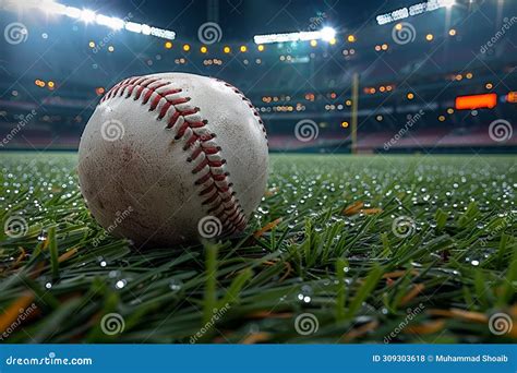 Nighttime Backdrop Sport Stadium with Baseball Ball for Dramatic Effect ...