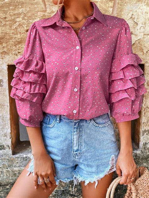 Layered Ruffle Sleeve Heart Shirt Shein Usa