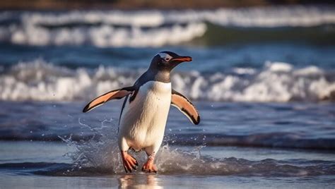 Premium AI Image Gentoo Penguin Pygoscelis Papua At Sea On Sea Lion