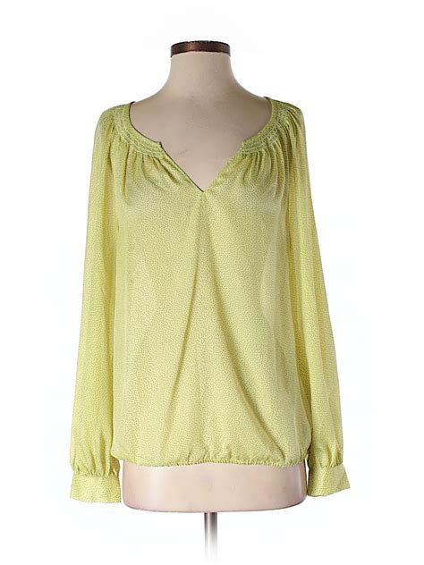 Ann Taylor Loft 100 Polyester Solid Yellow Long Sleeve Blouse Size S