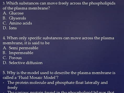 Chapter 3 Movement of substances across the plasma 