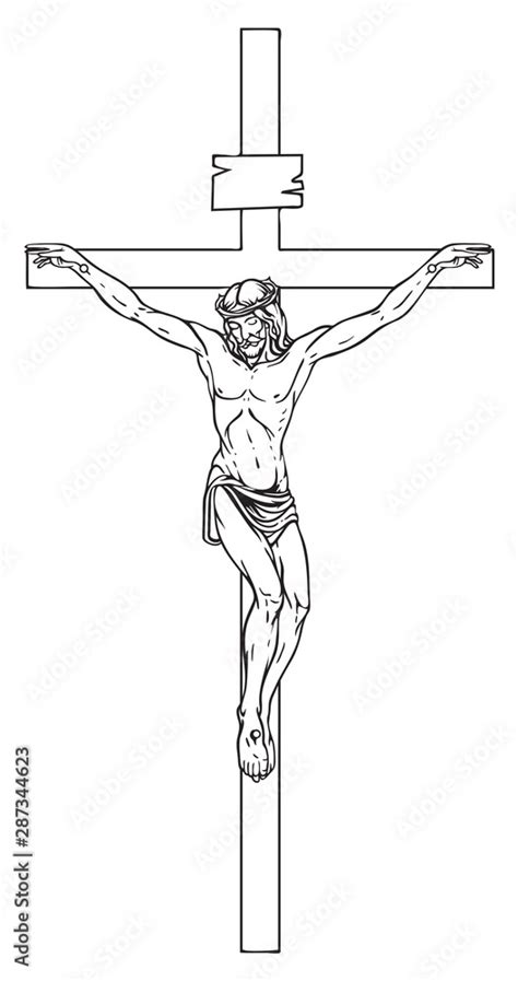 Vector illustration of religious symbol crucifix. Jesus Christ, the Son ...