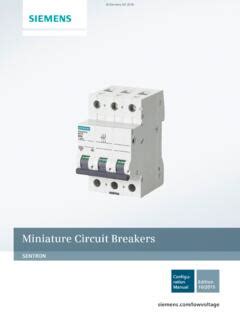 Miniature Circuit Breakers Siemens Miniature Circuit Breakers