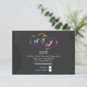 Rainbow Doodle Heart Chalkboard Gay Wedding RSVP Card Zazzle