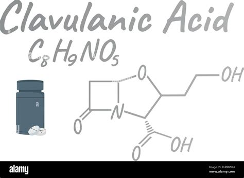 Clavulanic acid antibiotic chemical formula and composition, concept ...
