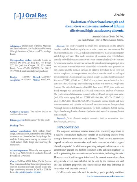 Evaluation of Shear Bond Strength and Shear Stress | Download Free PDF ... 