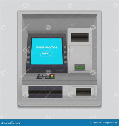 Realistic Detailed 3d Atm Machine Interface Vector Stock Vector