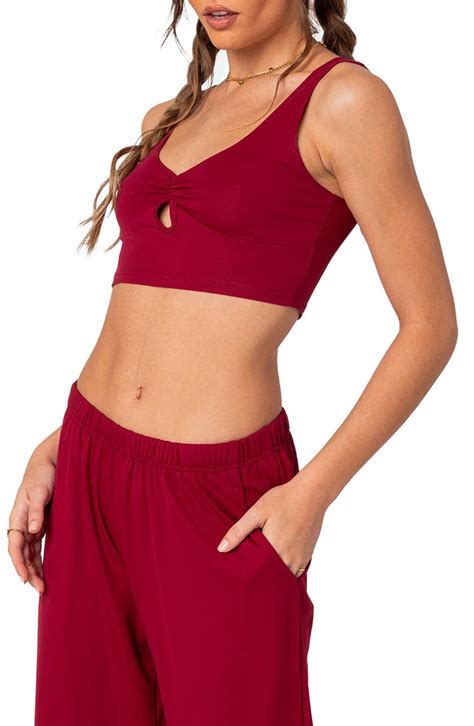 Edikted Jayla Ruched Cutout Crop Top Nordstrom