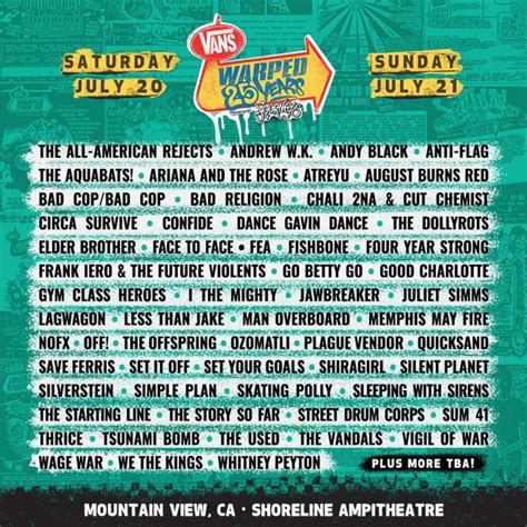 Vans Warped Tour Celebrates 25 Years Lineup Announcements Are Here