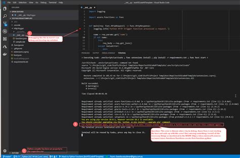 Visual Studio Code Debug On Python Azure Function HTTPTrigger In