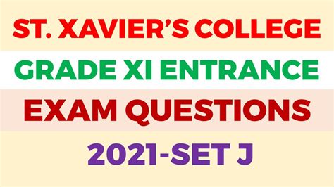 St Xaviers College Entrance Exam Questions Grade Xi 2021 Set J