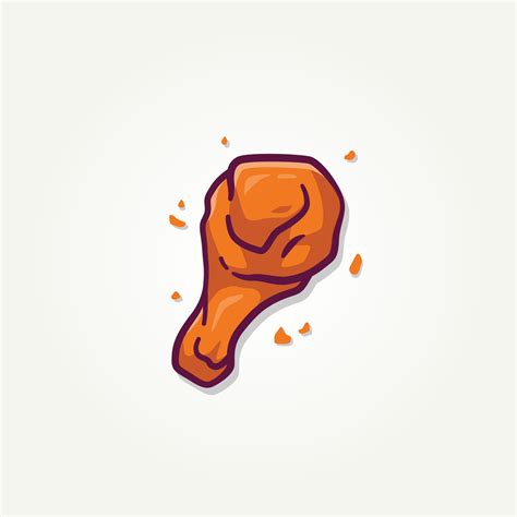 Crispy Fried Chicken Leg Illustration Flat Icon Vector Illustration