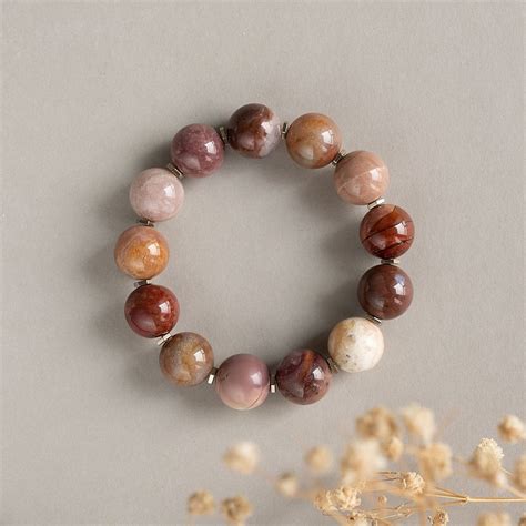 Milk Chocolate Coloured Alashan Agate Genuine Gemstones Bracelet Gift