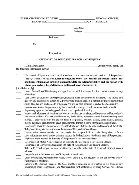 Affidavit Of Diligent Search Form Printable Form 2024