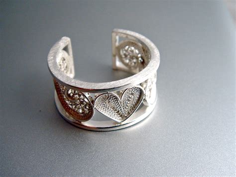 Silver Band Ring Filigree Ring Heart