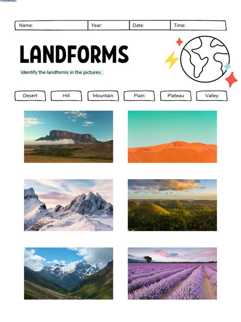 Landforms Worksheet | PDF