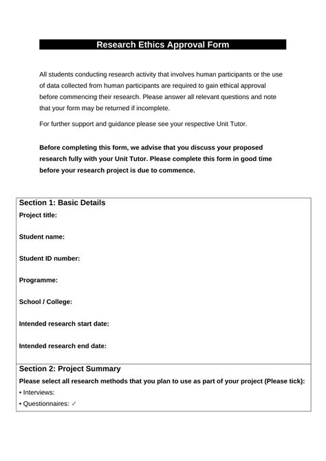 Research Ethics Approval Form Doc