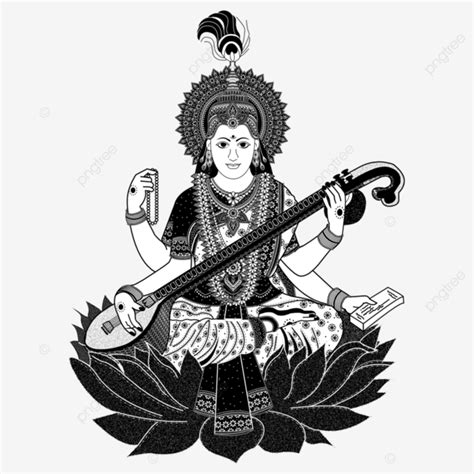 Maa Saraswati Art, Saraswati Drawing, Saraswati Sketch, Maa Saraswati ...