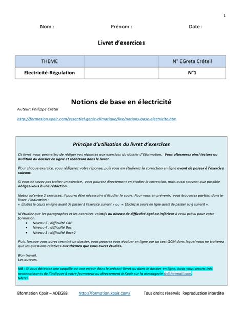 Notions de base en électricité