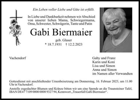 Trauer Biermaier Gabi Ta Anzeigen Traunsteiner Tagblatt