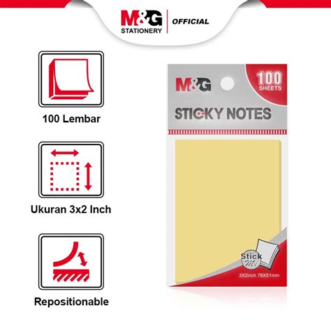 Jual M G Sticky Notes Memo Tempel 100 Lembar Kertas Warna Kuning