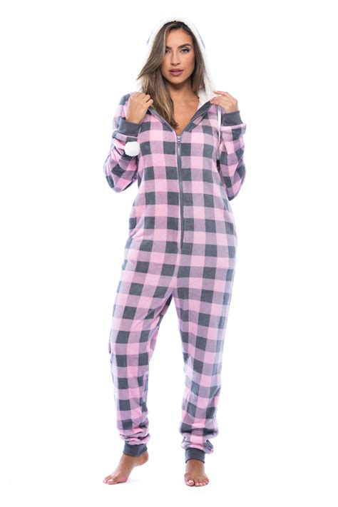 Bearpaw Womens Onesie Pajamas With Fluffy Hoodie One Piece Fuzzy