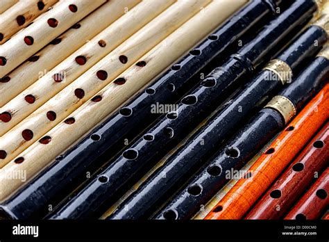 Whistles Made From Different Types Of Wood And Colored Stock Photo Alamy