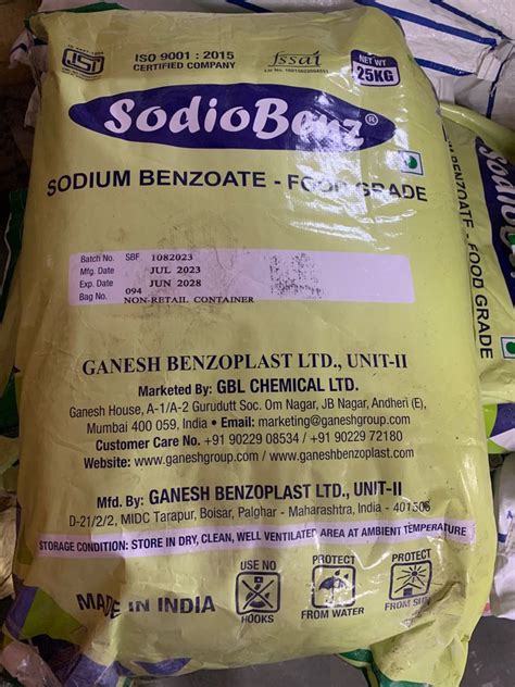 Sodium Benzoate Bag 25 Kg At Rs 175 Bag In Ahmedabad ID 2851904463591