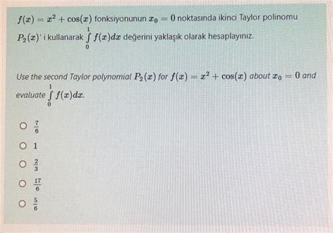 Solved F X X Cos X Fonksiyonunun To Noktas Nda Chegg