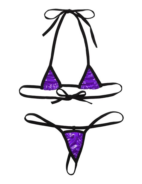 Sexy Knappen Neckholder Wetlook Mini String Micro Bikini Dessous Gogo