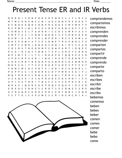 Present Tense ER And IR Verbs Word Search WordMint