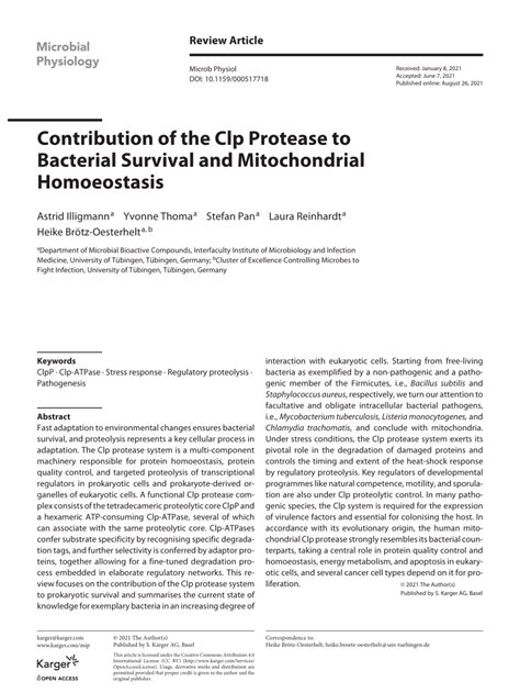 Pdf Contribution Of The Clp Protease To Bacterial Survival And