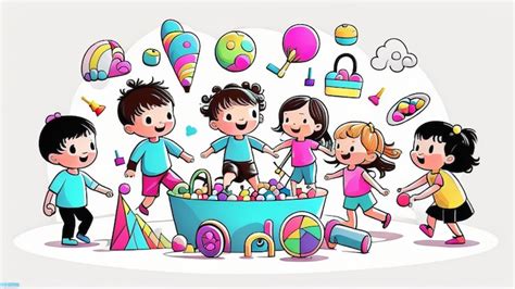 Premium AI Image | Clipart happy kids playing in group