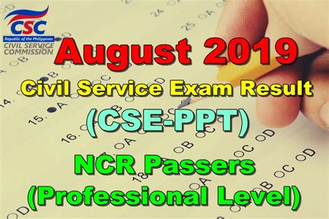 Civil Service Exam Result August 2019 Ncr Passers Professional Level