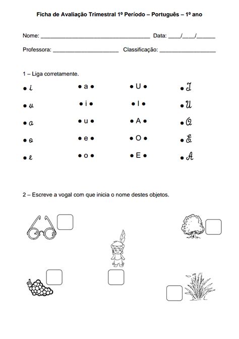 Blog Professor Zezinho Avaliação Trimestral Português 1º Ano