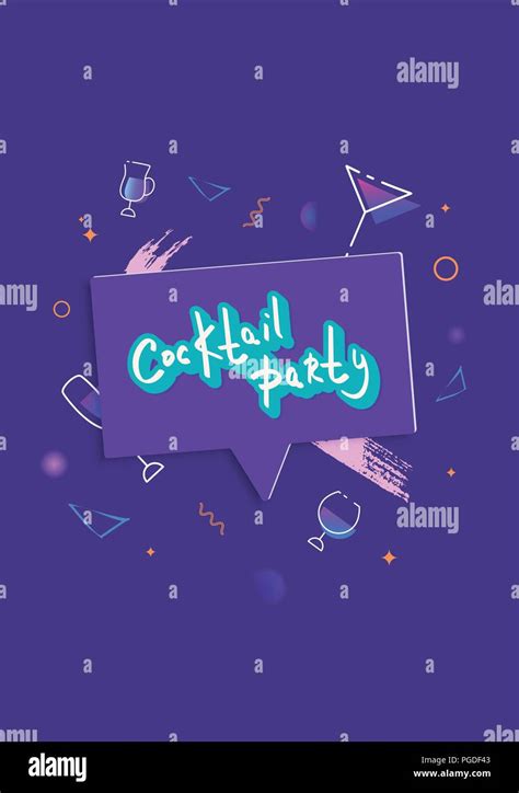 Cocktail Party Template With Speech Bubble Holiday Banner With Shine Decoration And Creative