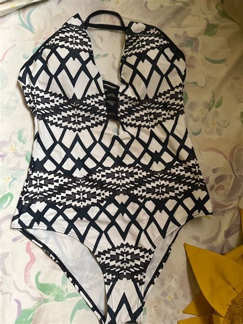 Black White One Piece Bikini Women S Fashion Swimwear Bikinis Swimsuits On Carousell