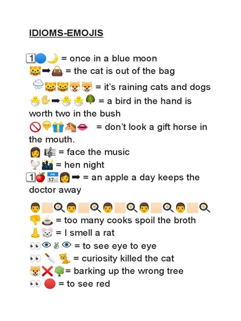 Idioms Emojis Pdf